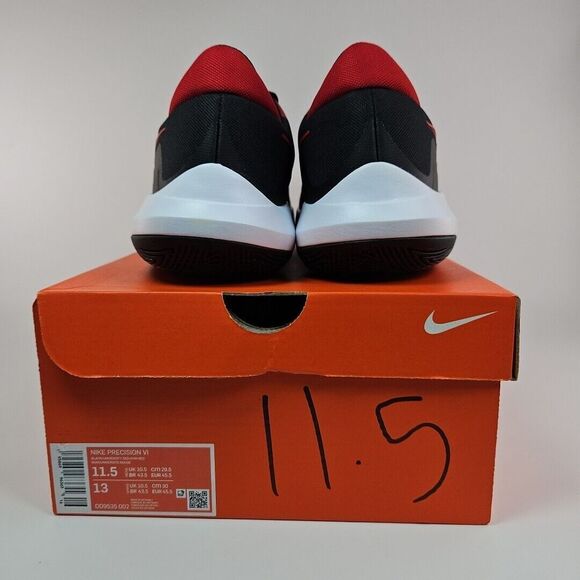 Nike Precision VI 6 Shoes Black University Red Gym Red DD9535-002 Mens Size 11.5 - Picture 6 of 6
